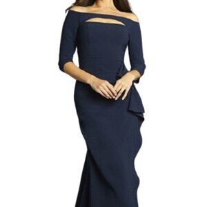 Jovani Navy Blue Off-Shoulder Dress